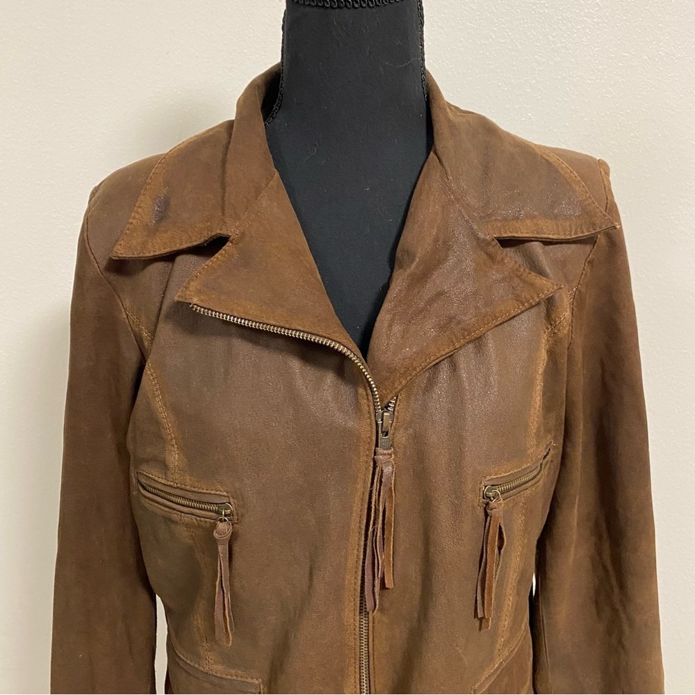 El Bomero Jacket Women’s Size Large Brown Suede Leather Motto Jacket Vintage - Picture 3 of 17